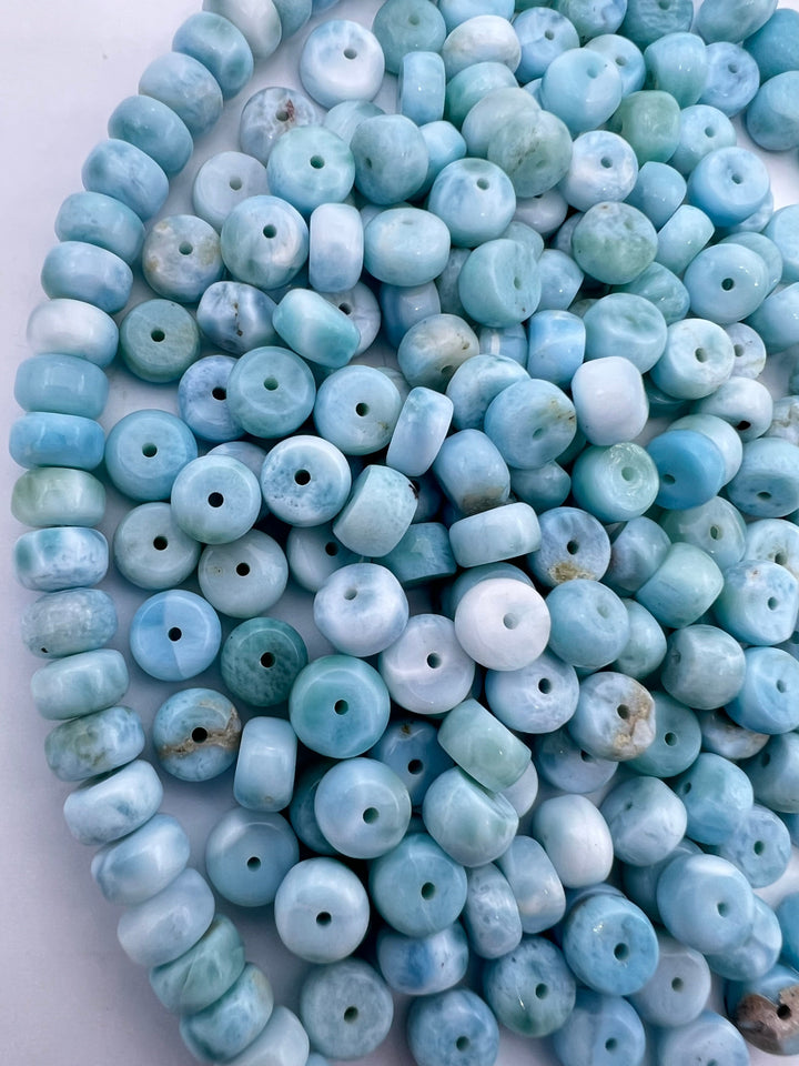 RARE Larimar Rondelle 7x5mm Beads (Package of 11 beads)