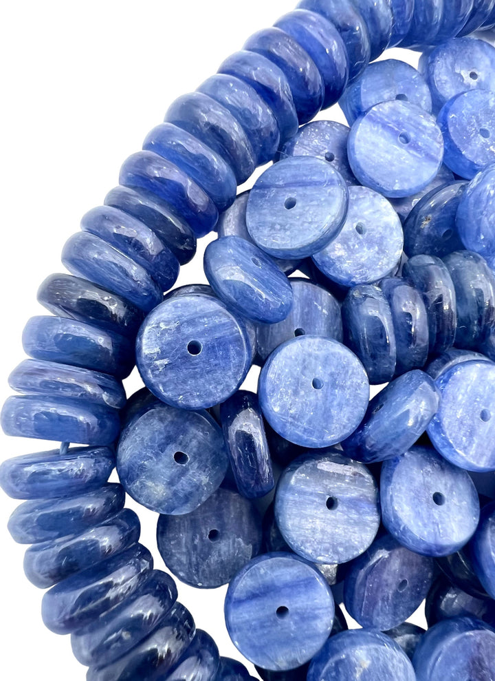 High Quality Blue Kyanite 10mm Wheel Beads Package of 18