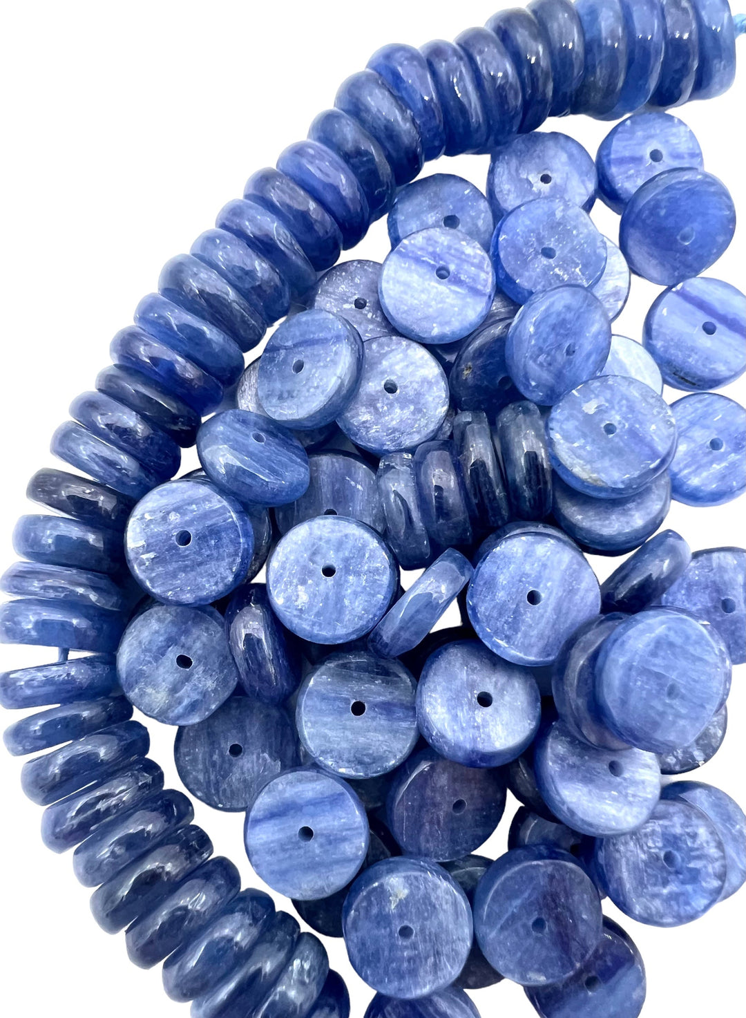 High Quality Blue Kyanite 10mm Wheel Beads Package of 18