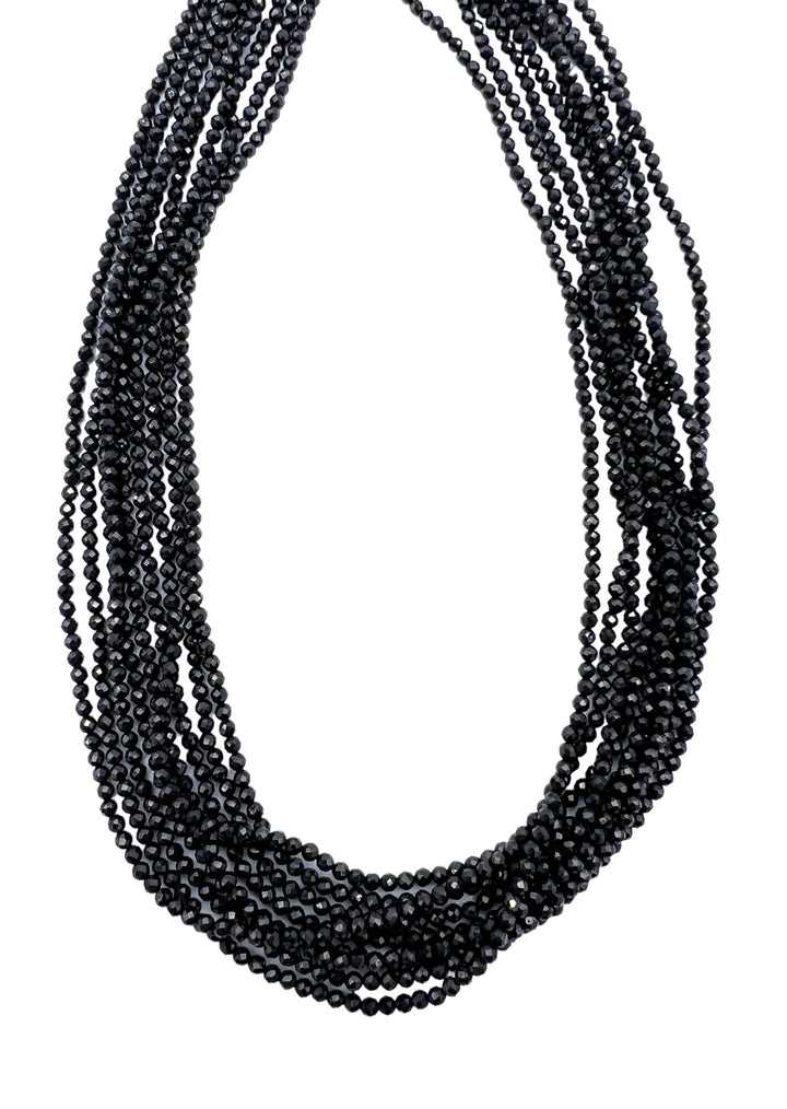 Black Spinel MICRO Faceted 2mm Round Beads sold in 13 inch